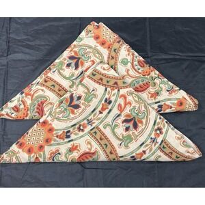 Pottery Barn Harland Paisley Euro Pillow Sham Pair Tan Green Navy Linen Cotton